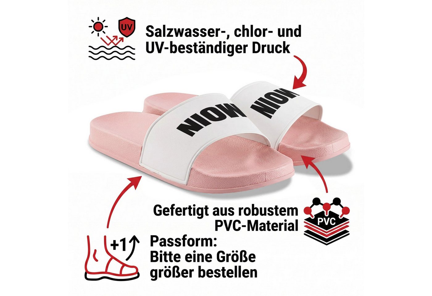 22Feels Geschenk Damen Frauen Badelatschen Pink Moin Moin Sommer Urlaub Badepantolette IN DEUTSCHLAND BEDRUCKT Bild 2