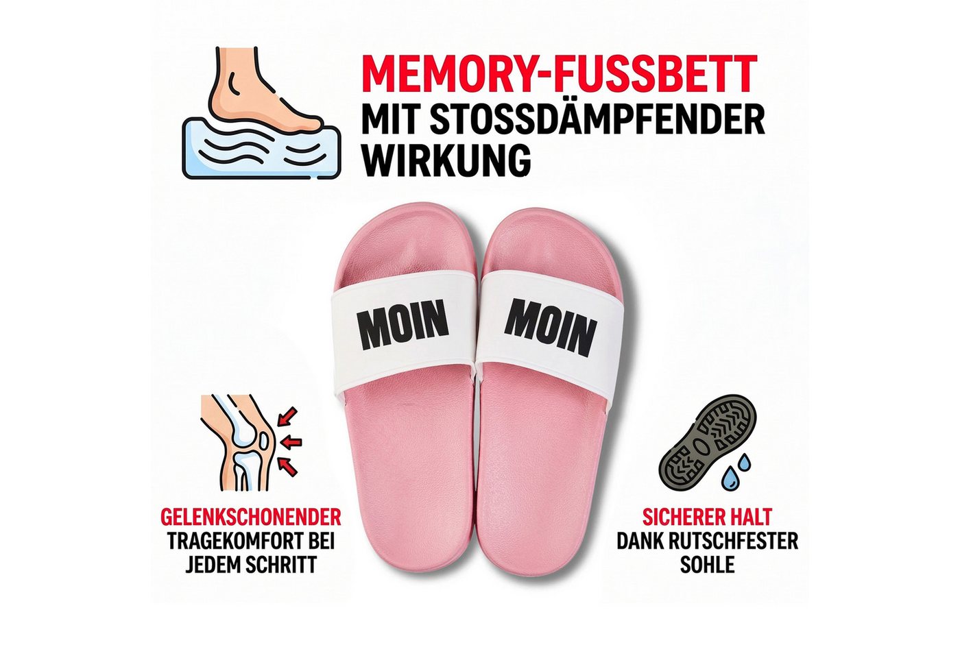 22Feels Geschenk Damen Frauen Badelatschen Pink Moin Moin Sommer Urlaub Badepantolette IN DEUTSCHLAND BEDRUCKT Bild 5