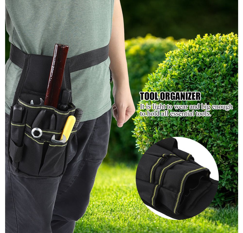 FUROKOY Werkzeugtasche Leichte, verstellbare Gürteltasche für Gartengeräte,Schwarz (Werkzeug-Gürteltasche), Tasche aus strapazierfähigem, wasserdichtem Oxford-Geweb Bild 5