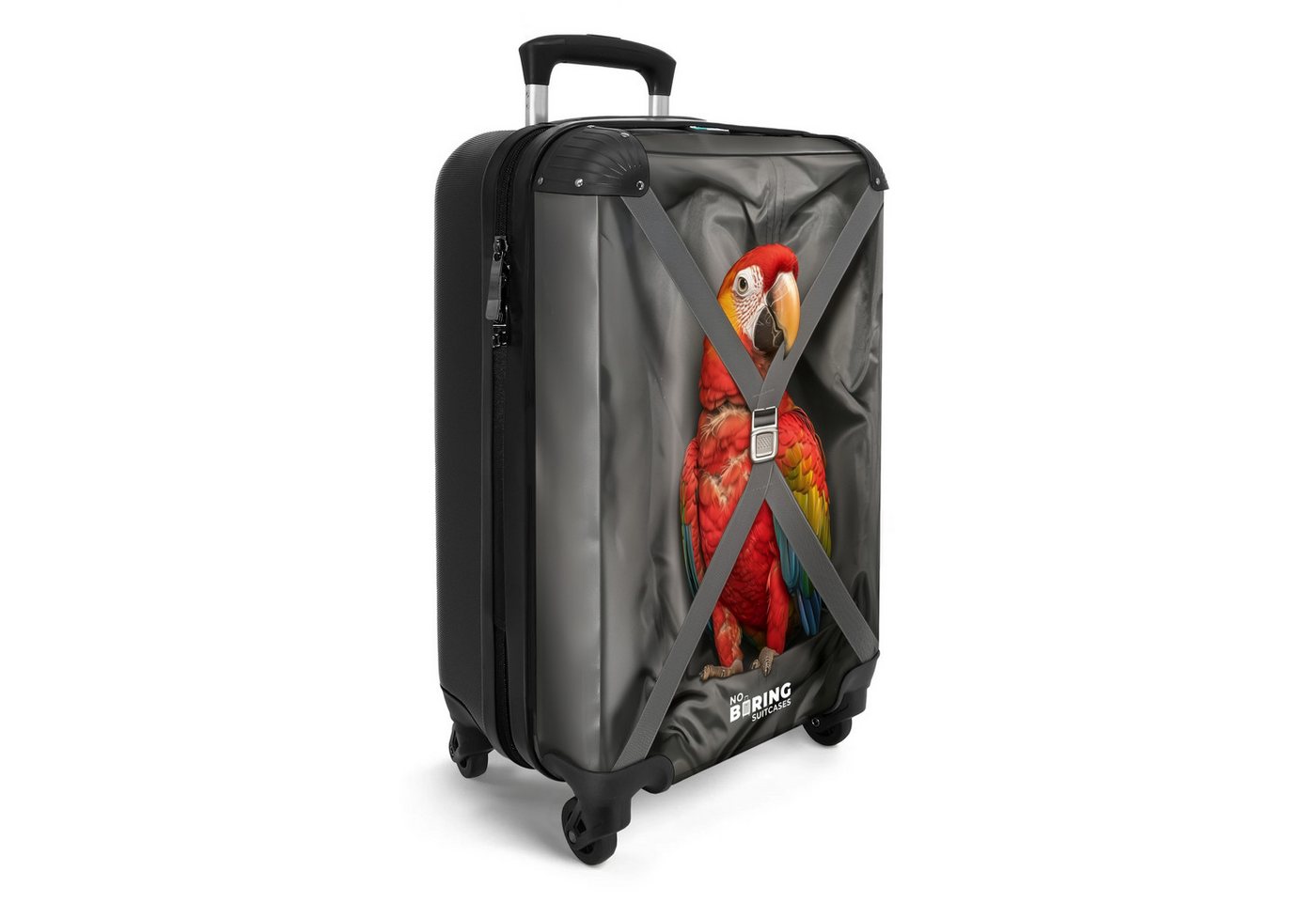 NoBoringSuitcases.com© Hartschalen-Trolley Der Papagei ist mit von der Partie 55x35x20cm, Reisetasche mit Rollen, Koffer Handgepäck Flugzeug Bild 4