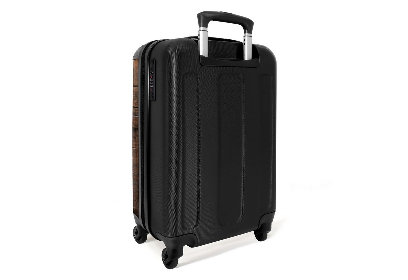 NoBoringSuitcases.com© Hartschalen-Trolley Verschlossene Holzkiste mit Metallbändern 55x35x20cm, Reisetasche mit Rollen, Koffer Handgepäck Flugzeug Bild 5
