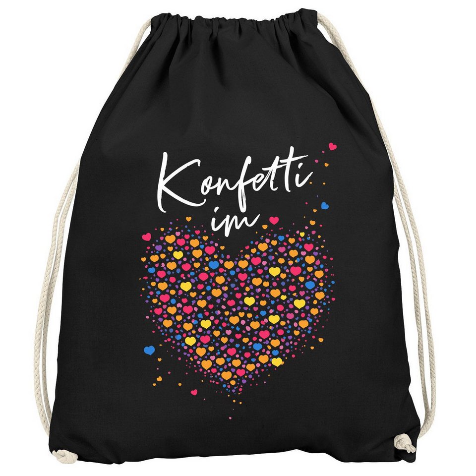 MoonWorks Turnbeutel Turnbeutel - Konfetti Herz - Accessoires Fasching Gadgets Spruch Bild 3