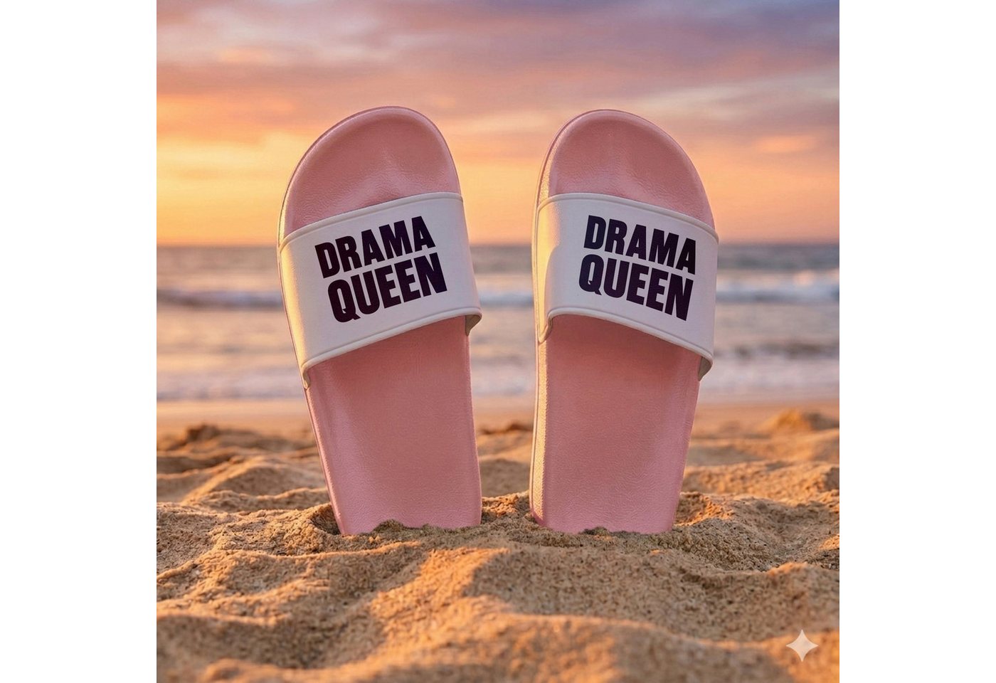 22Feels Badelatschen Pink Drama Queen Spruch Geschenk Freundin Damen lustig Badepantolette IN DEUTSCHLAND BEDRUCKT Bild 2