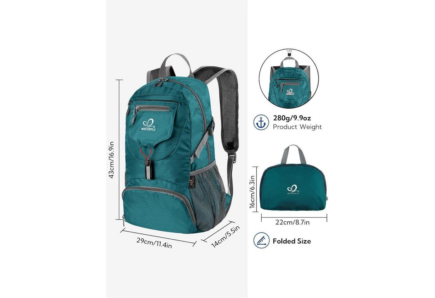 LuxusKollektion Wanderrucksack Ultraleicht Faltbarer Rucksack 20L: Leichter Outdoor Trekking Daypack