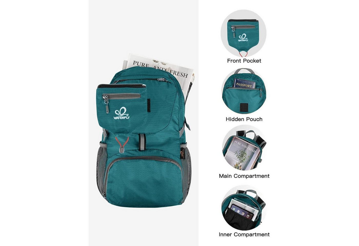 LuxusKollektion Wanderrucksack Ultraleicht Faltbarer Rucksack 20L: Leichter Outdoor Trekking Daypack Bild 4