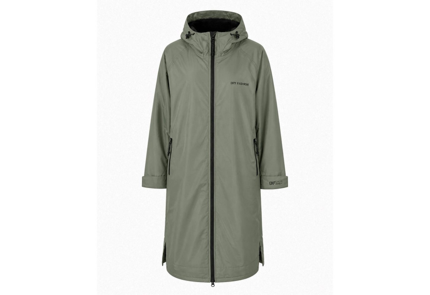 Dry Fashion Regenmantel Unisex Mantel Oversize Dry Buddy - Trockenmantel Umziehmantel Outdoor Wind- & waserdicht, Atmungsaktiv, Innenfleece, Kapuze, Reißverschluss