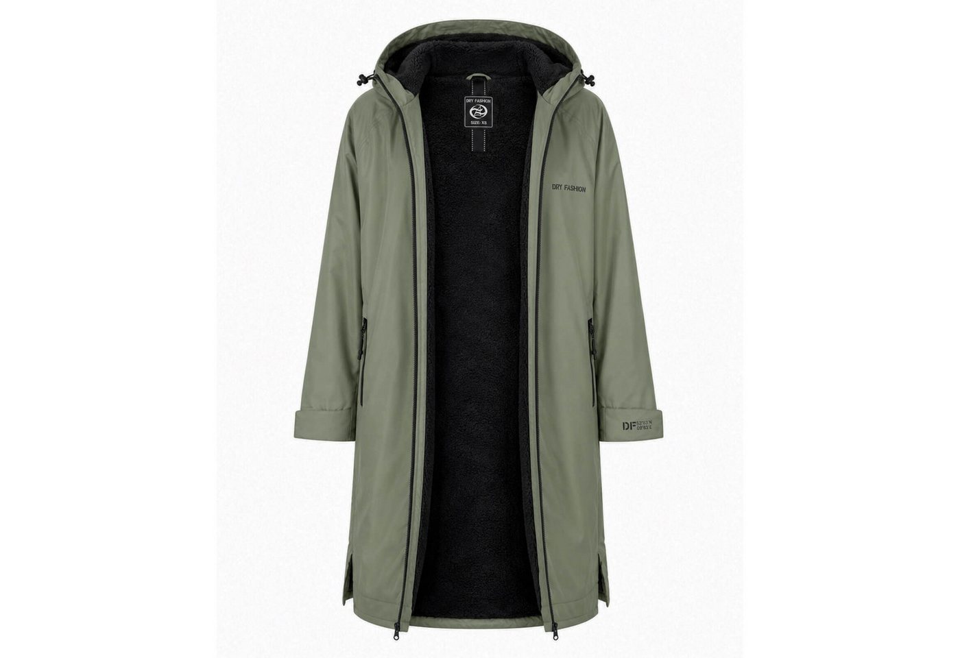 Dry Fashion Regenmantel Unisex Mantel Oversize Dry Buddy - Trockenmantel Umziehmantel Outdoor Wind- & waserdicht, Atmungsaktiv, Innenfleece, Kapuze, Reißverschluss Bild 5