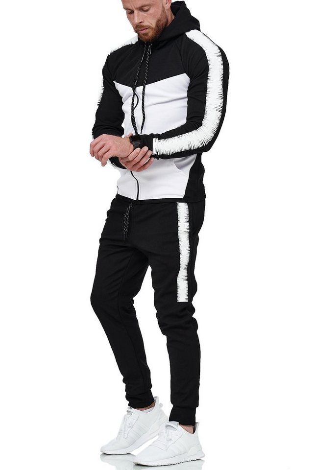 L.gonline Freizeitanzug Herren Jogging-ANZUG, mit Bündchen und Tunnelzug, Trainingsanzug (Kapuzenjacke mit Reißverschluss, Hose, 2-tlg), Fitness Freizeit Casual Bild 2