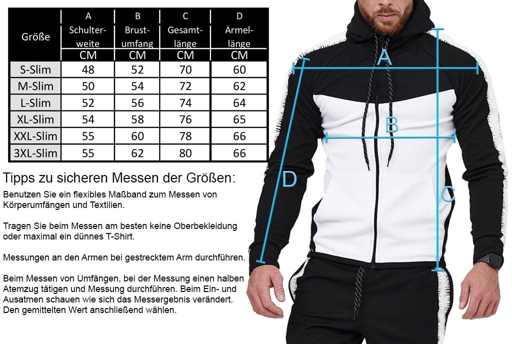 L.gonline Freizeitanzug Herren Jogging-ANZUG, mit Bündchen und Tunnelzug, Trainingsanzug (Kapuzenjacke mit Reißverschluss, Hose, 2-tlg), Fitness Freizeit Casual Bild 5