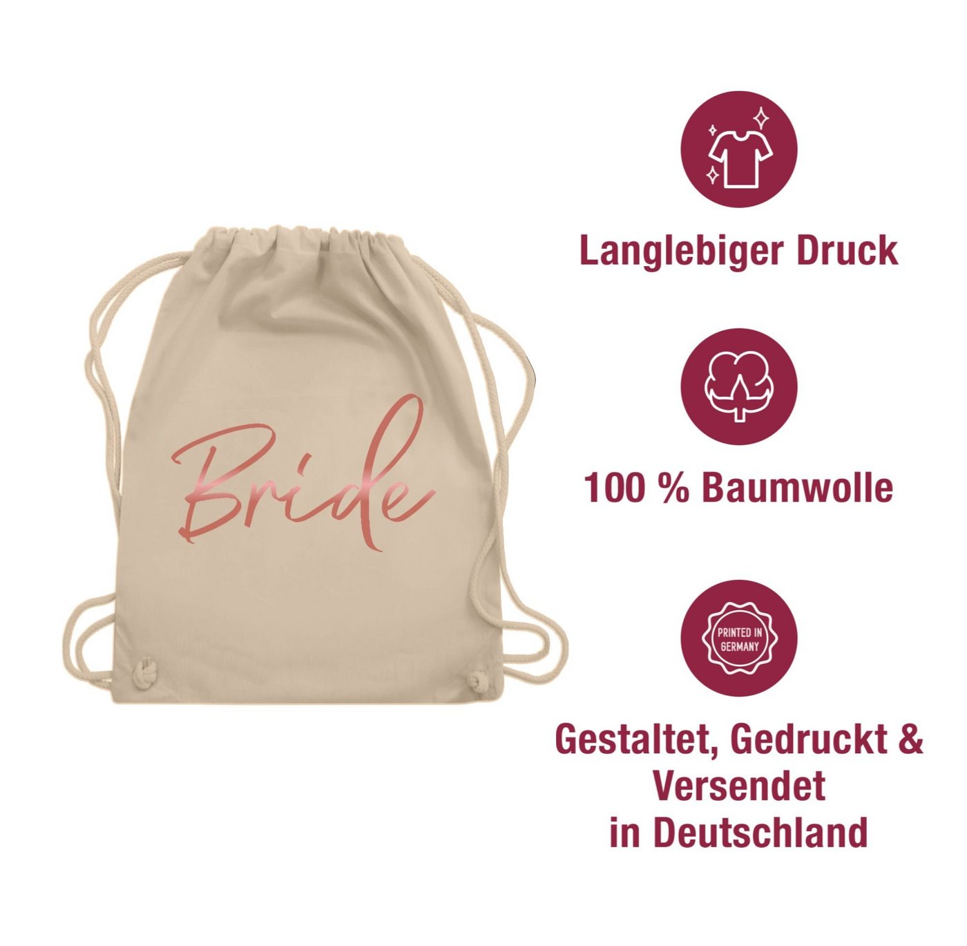 Shirtracer Turnbeutel Bride Rose Gold, JGA Junggesellenabschied Frauen Bild 3