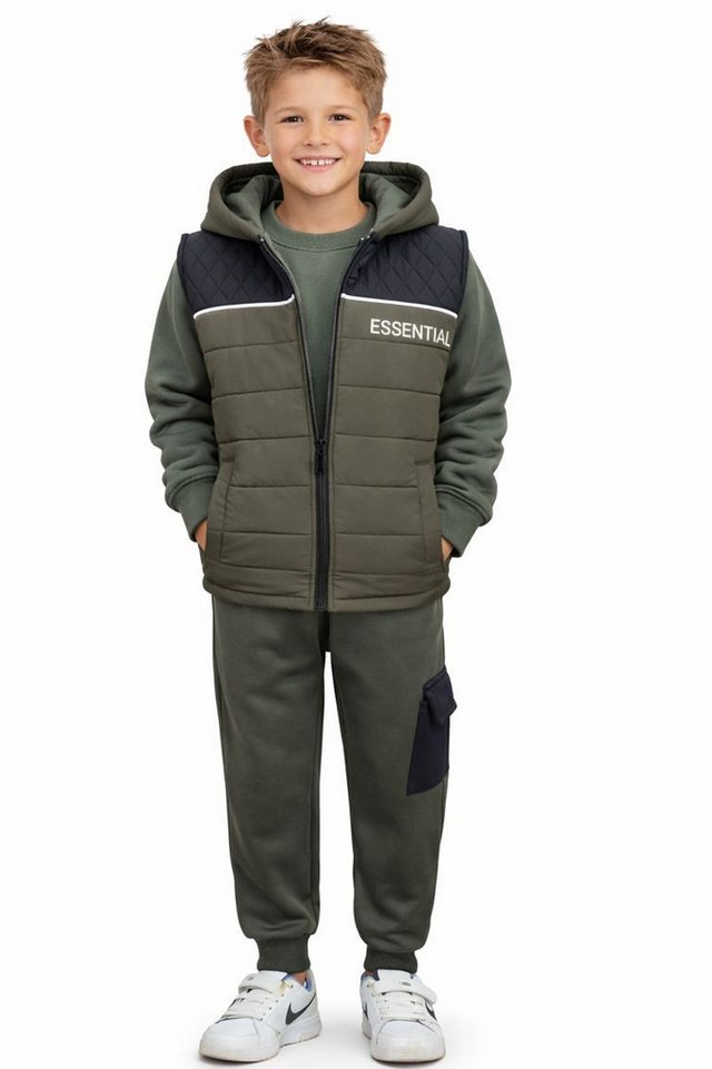 Fashion Boy Sweatanzug Sweatanzug mit Weste Freizeitset Sweat-Shirt Weste Jogginghose JF159a (mit Weste) Bild 3