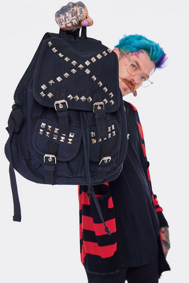 Jawbreaker Rucksack Studded Canvas, Backpack Punk Goth Gothic Pyramiden Nieten Bild 4