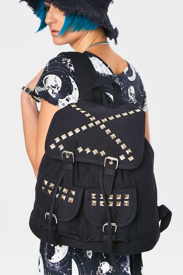 Jawbreaker Rucksack Studded Canvas, Backpack Punk Goth Gothic Pyramiden Nieten Bild 5