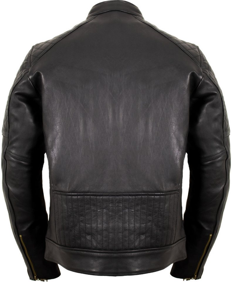 MDM Motorradjacke Herren Motorrad Lederjacke mit Streifen in schwarz, mit Protektoren