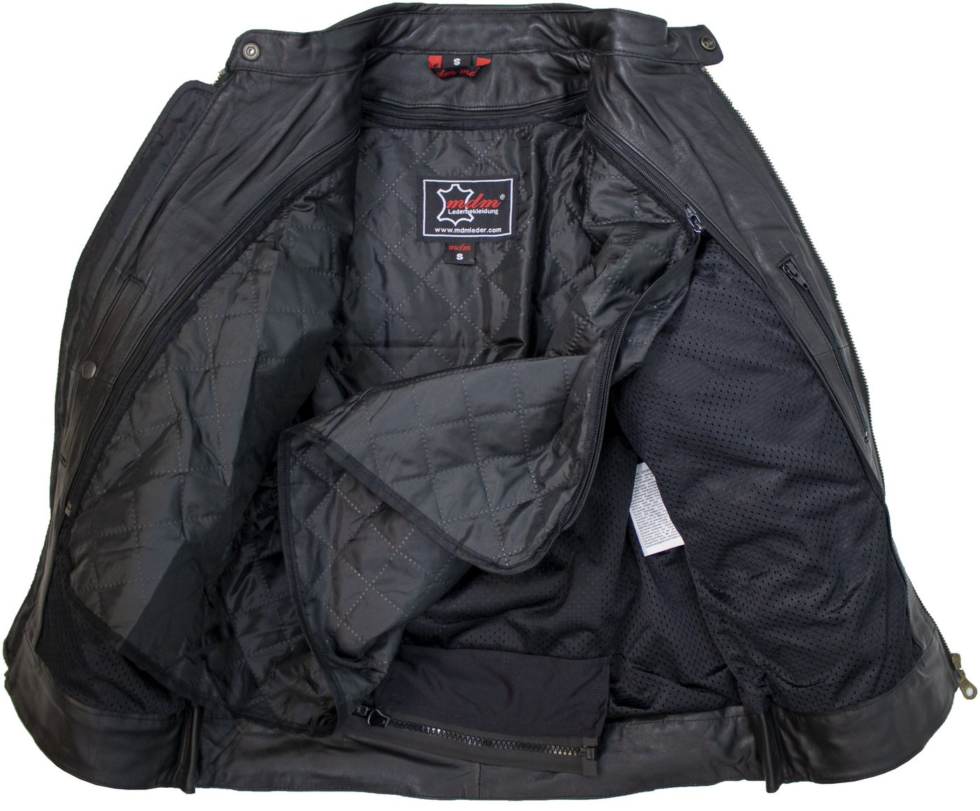 MDM Motorradjacke Herren Motorrad Lederjacke mit Streifen in schwarz, mit Protektoren Bild 2