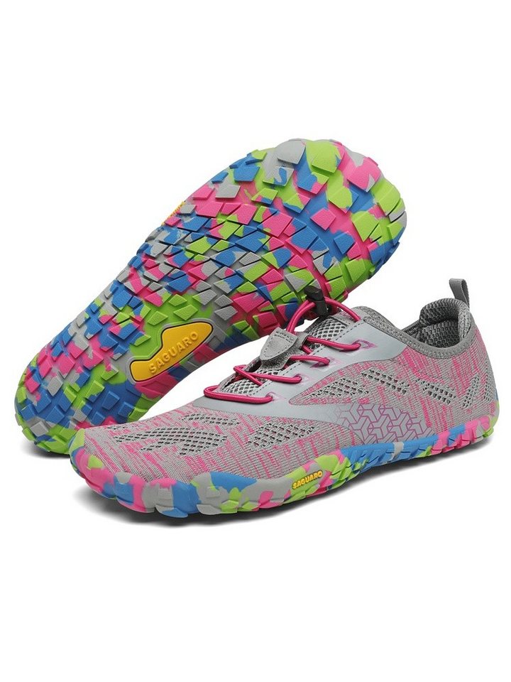 SAGUARO Smart II (flexible Sohle, breite Zehenbox) grau/pink Barfußschuh Bild 3