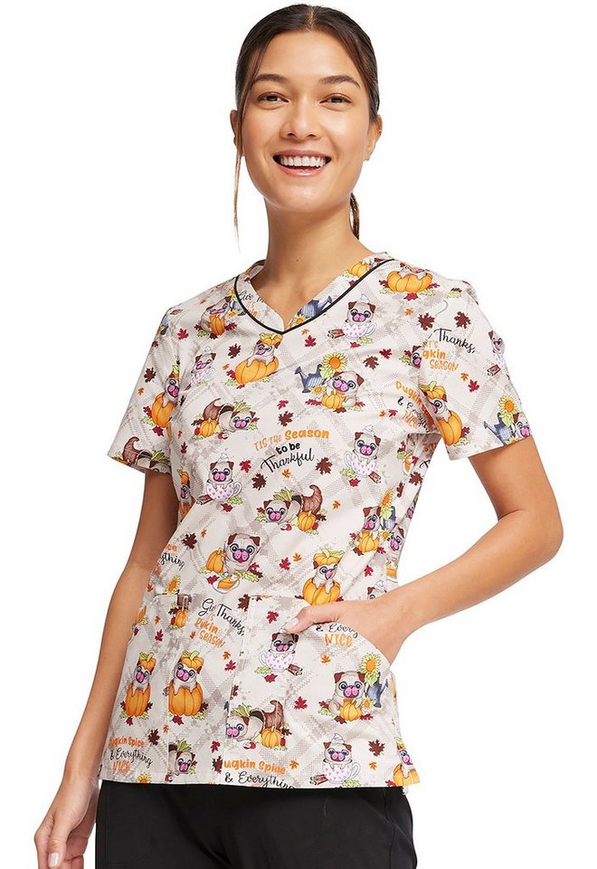Cherokee Funktionsbluse Bunt bedruckter Damen Kasack "Niedlicher Mops" Kasack mit Motiv Bild 2