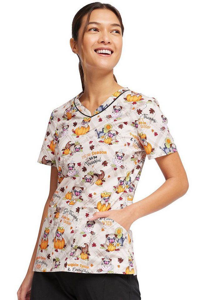Cherokee Funktionsbluse Bunt bedruckter Damen Kasack "Niedlicher Mops" Kasack mit Motiv Bild 3
