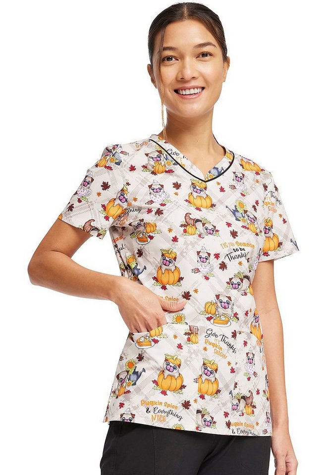 Cherokee Funktionsbluse Bunt bedruckter Damen Kasack "Niedlicher Mops" Kasack mit Motiv Bild 4