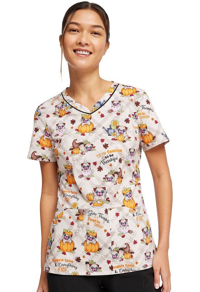 Cherokee Funktionsbluse Bunt bedruckter Damen Kasack "Niedlicher Mops" Kasack mit Motiv Bild 5