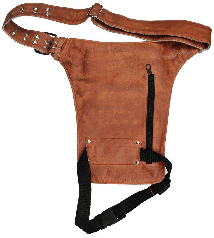 Alpha Speeds Beintasche / Bauchtasche aus weichem Leder Biker & Freizeit – Vintage Braun, 100% weiches/robustes Leder, handgefertigt & mit verstellbarem Gurt