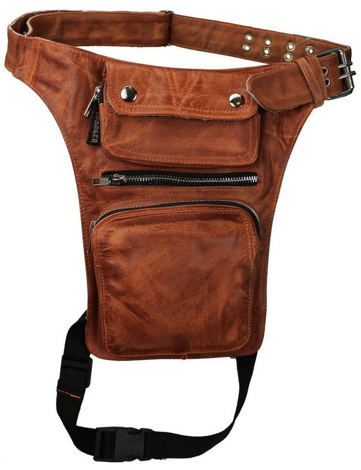 Alpha Speeds Beintasche / Bauchtasche aus weichem Leder Biker & Freizeit – Vintage Braun, 100% weiches/robustes Leder, handgefertigt & mit verstellbarem Gurt Bild 2