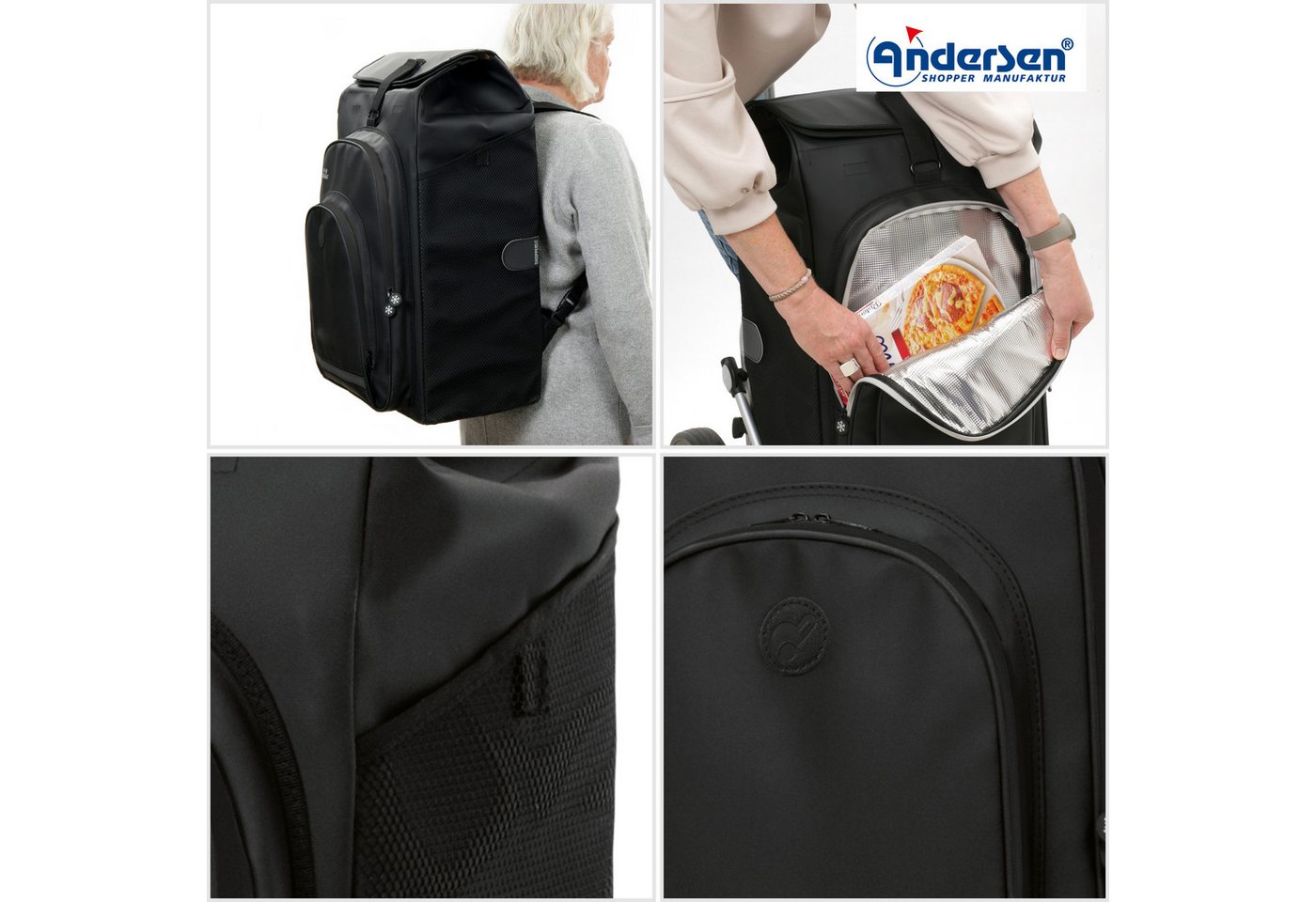 Andersen Einkaufstrolley Royal Shopper Hydro 3.0 schwarz, Thermofach 8 Liter, klappbar, belastbar bis 50kg, wasserabweisend Bild 4
