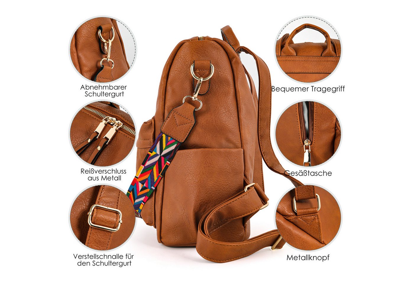 TAN.TOMI Cityrucksack Retro Rucksack Damen 3 in 1 Handtasche Mädchen Schultasche Wasserdicht, für Pendeln Reise Campus Sport Schulranzen Rucksäcke Dauerhaft