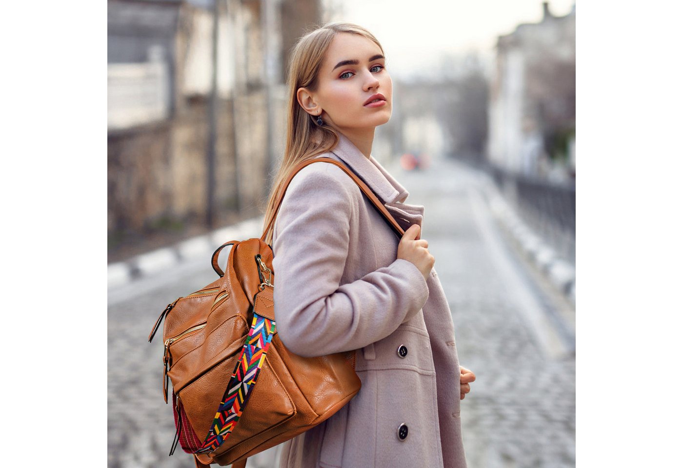 TAN.TOMI Cityrucksack Retro Rucksack Damen 3 in 1 Handtasche Mädchen Schultasche Wasserdicht, für Pendeln Reise Campus Sport Schulranzen Rucksäcke Dauerhaft Bild 4