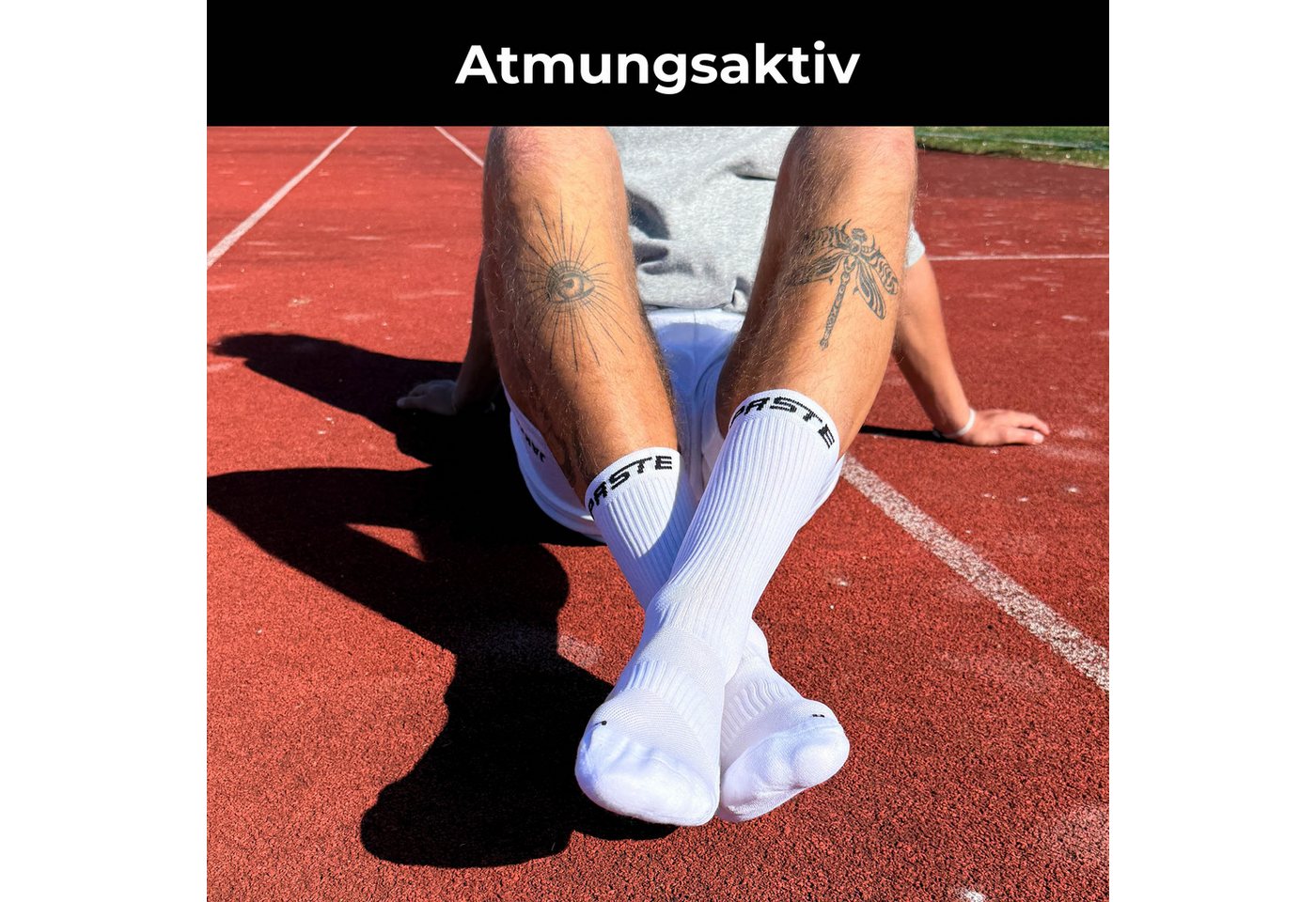 PASTE® Sportsocken & Fußballsocken (3 Paar) Gr. 39-47 für Herren & Damen (atmungsaktiv) (Set, Schwarz / Weiß) Anti-Rutsch Sport Socken für Erwachsene & Jugendliche Made in Italy Bild 2