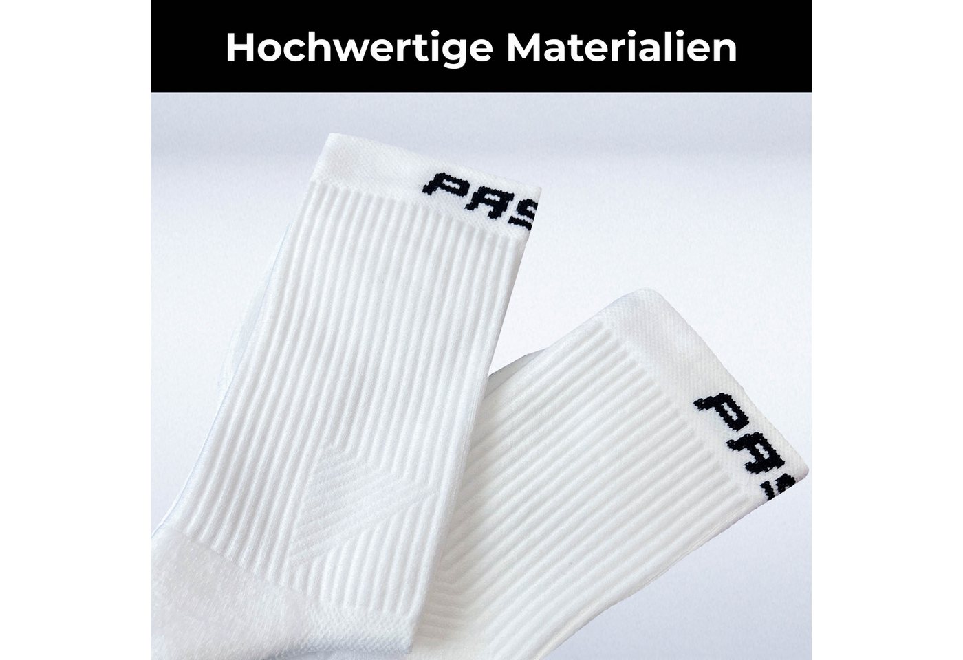 PASTE® Sportsocken & Fußballsocken (3 Paar) Gr. 39-47 für Herren & Damen (atmungsaktiv) (Set, Schwarz / Weiß) Anti-Rutsch Sport Socken für Erwachsene & Jugendliche Made in Italy Bild 5