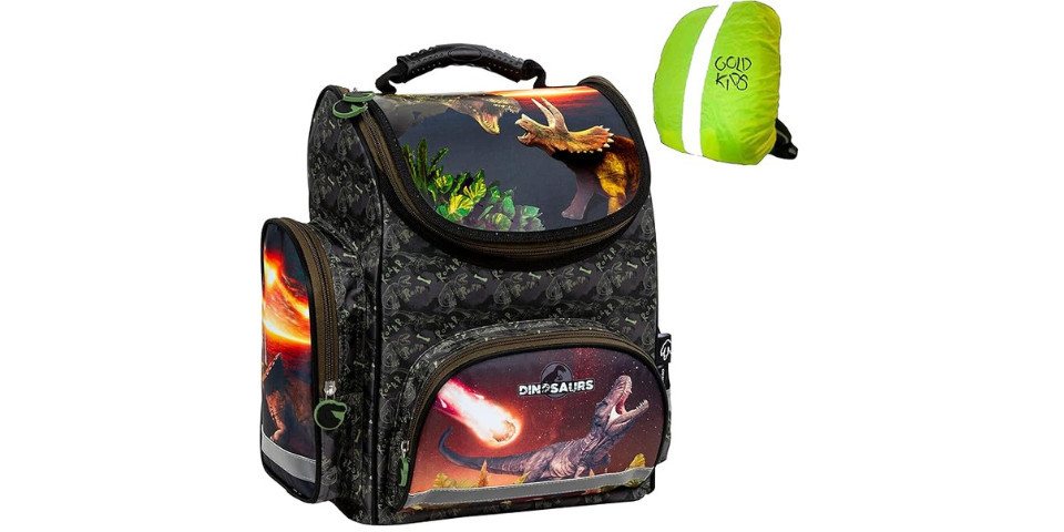 GOLDKIDS Schulranzen Ranzen Tornister mit (Dinosaurier Dino Motiv für Jungen Mädchen., 1-tlg., Geeignet ab der 1. Klasse der Grundschule), ink. Regenschutz Bild 3