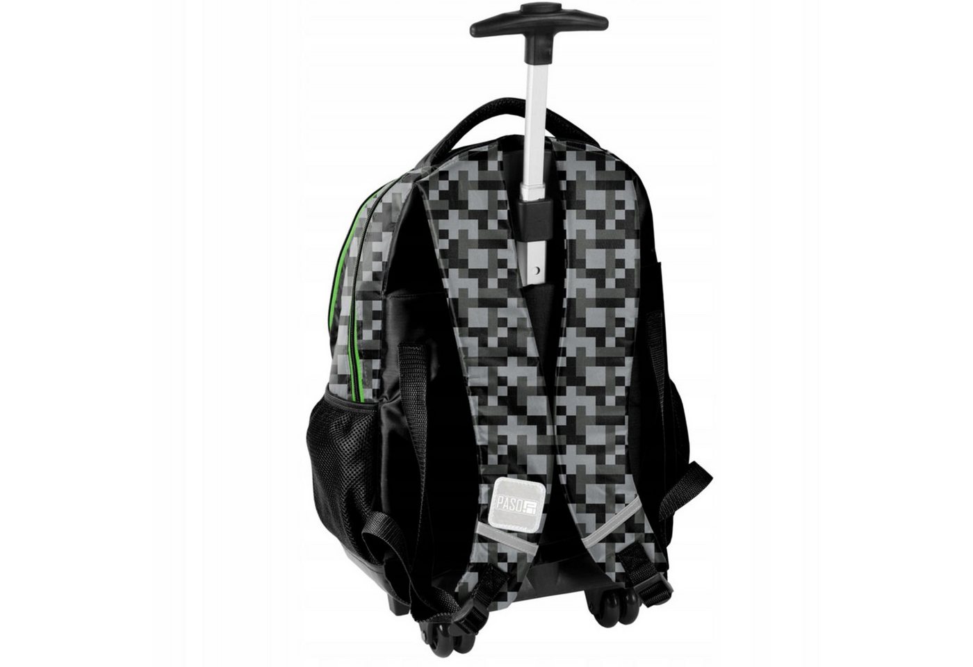 PASO Schulrucksack Schulrucksack mit Rollen für Jungen – Gaming Pixel Design, wasserfest