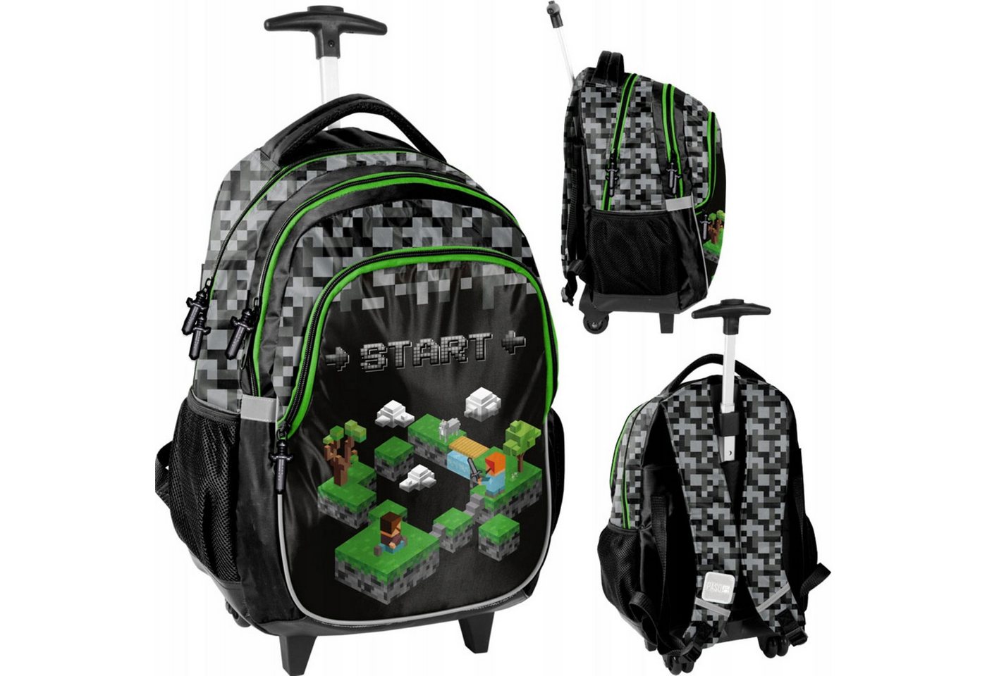 PASO Schulrucksack Schulrucksack mit Rollen für Jungen – Gaming Pixel Design, wasserfest Bild 4