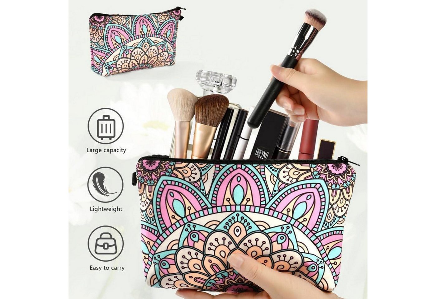 LuxusKollektion Kosmetiktasche Kosmetiktasche Set: 4 Stück Makeup Tasche Segeltuch mit Reißverschluss Bild 4