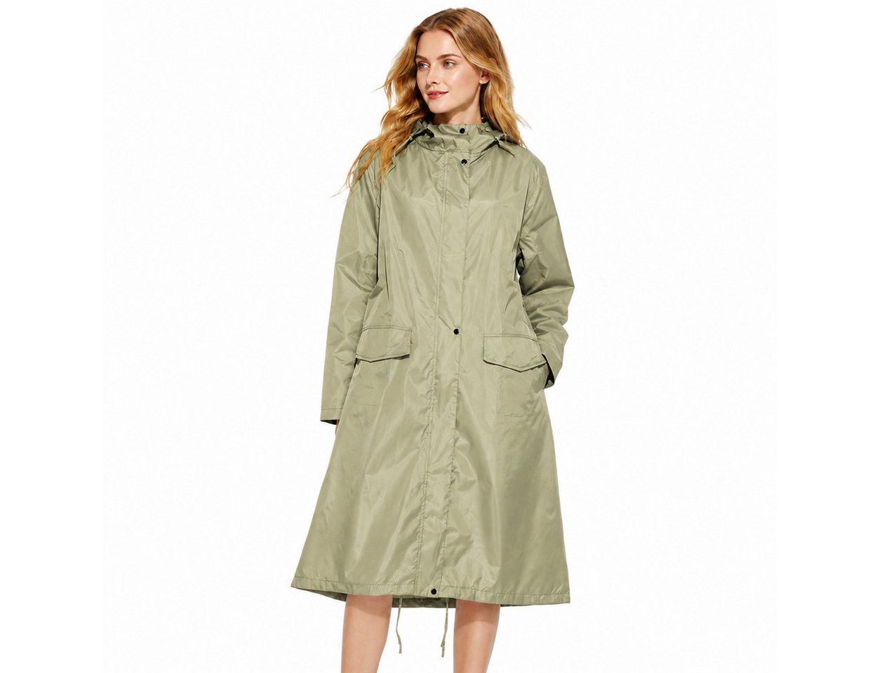 MOPUEA Regenmantel Regenmantel Damen Wasserdicht Leicht Atmungsaktiv Parka & Tasche XL (Set, 1-tlg., Multifunktional für unterwegs) Poncho Jacke Mantel für Erwachsene Bild 4