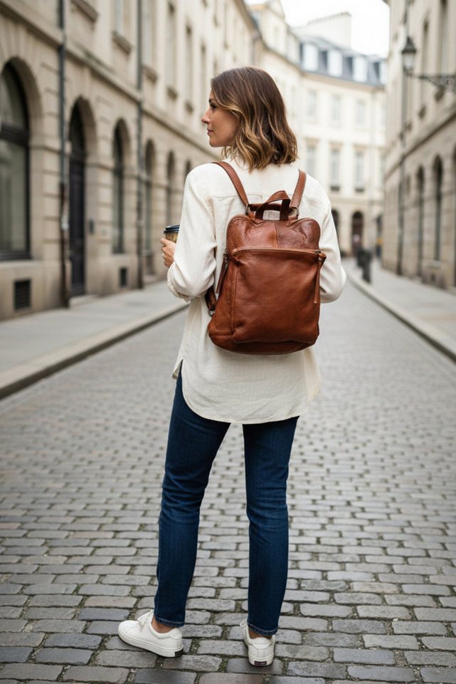 sanumi Cityrucksack aus italienischem Leder, wandelbar, Made in Italy Bild 2