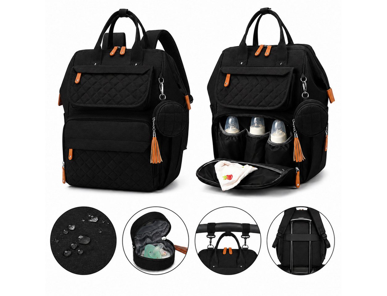 nsihing Wickelrucksack Wickelrucksack Baby, Multifunktionale Wickeltasche mit Zubehör, Mit Wickelunterlage, Abnehmbarer Schnullerbox & Kinderwagenhalterung Bild 4