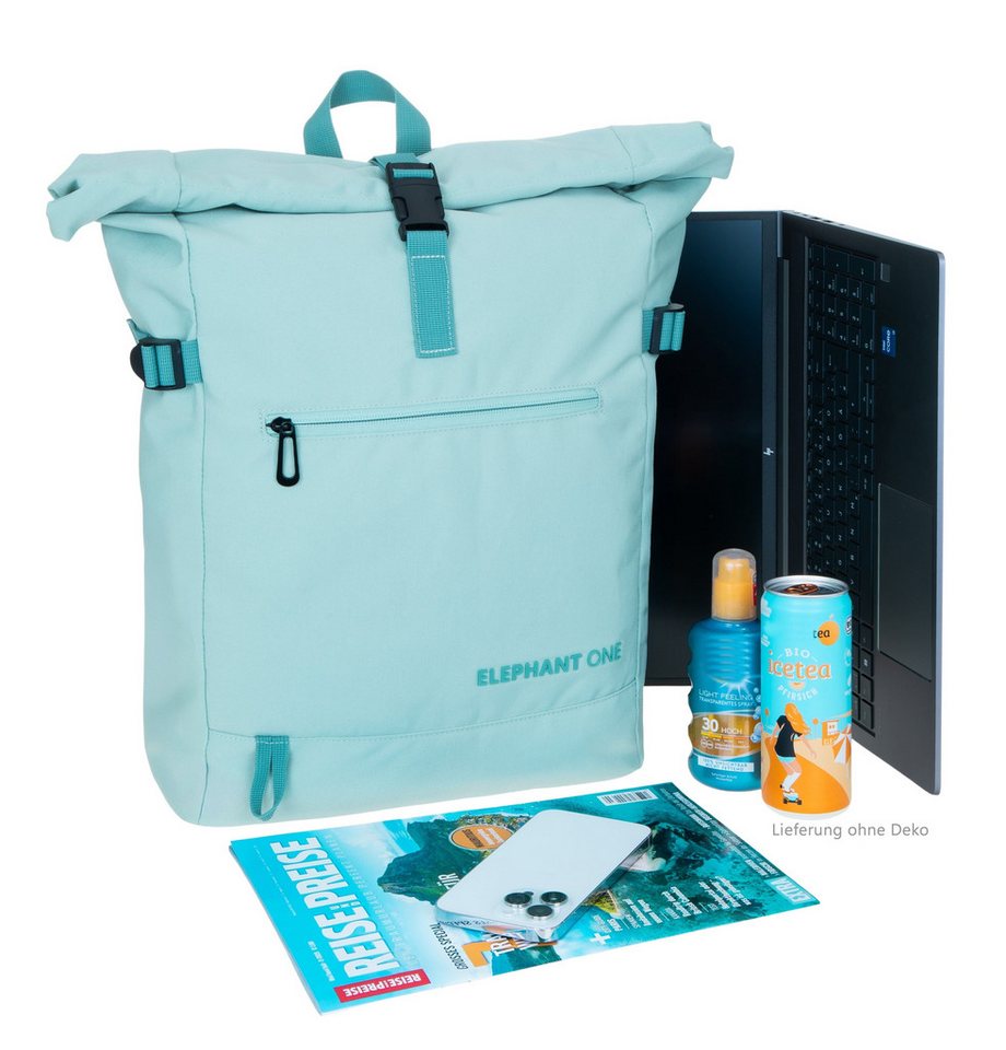 ELEPHANT Rucksack Damen Herren Freizeitrucksack A4 groß Laptoprucksack, Travel Geheimfach Daypack Reiserucksack Tasche One 13114 + Flasche