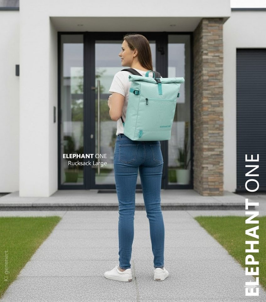ELEPHANT Rucksack Damen Herren Freizeitrucksack A4 groß Laptoprucksack, Travel Geheimfach Daypack Reiserucksack Tasche One 13114 + Flasche Bild 2