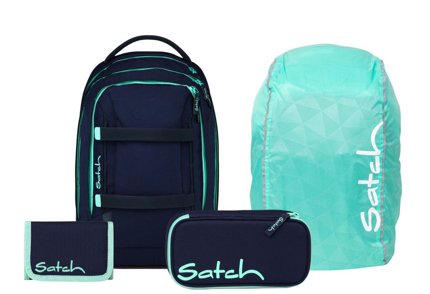 Satch Schulranzen Schulrucksack-Set PACK Ocean Mint 4-teilig (4-teilig), ergonomisch, Your-Size-System, 5 Fächer Bild 3