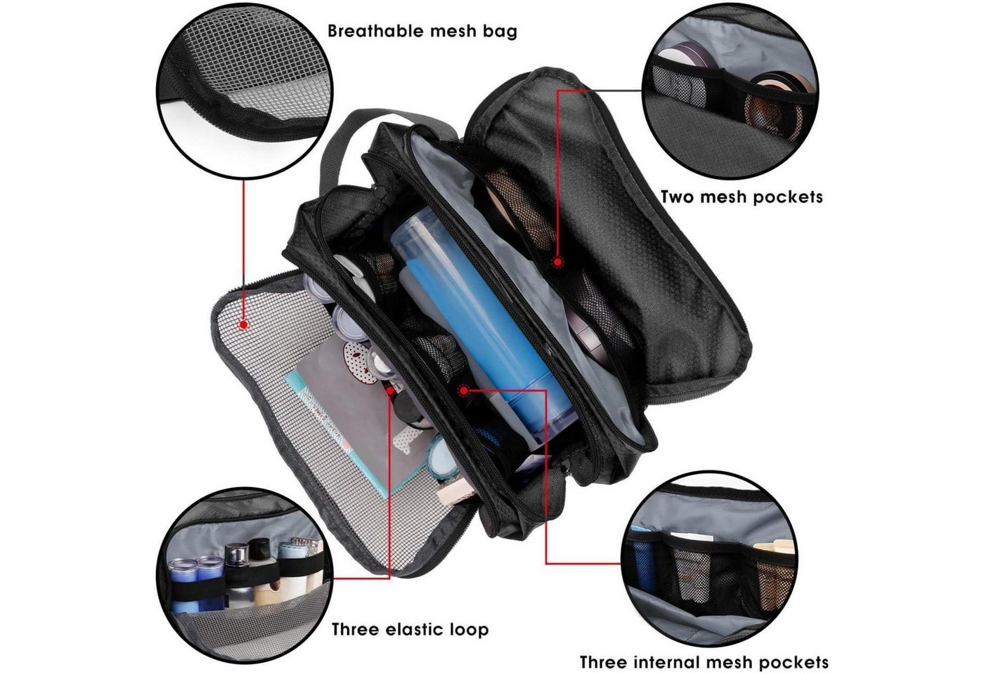 LuxusKollektion Kulturbeutel Kulturbeutel Herren Reise Kosmetiktasche Toilettenorganizer A Schwarz Bild 5