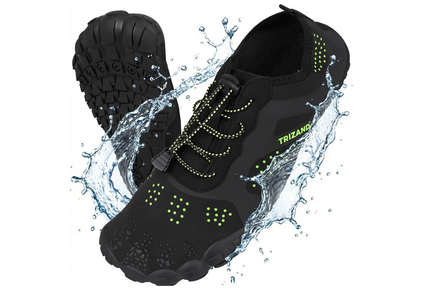 Trizand Badeschuhe Strandschuhe Wassersportschuhe Wasserschuh (Spar-Set, 1-tlg., 45) rutschfest, schnelltrocknend, flexibel, Kordelstopper Bild 4