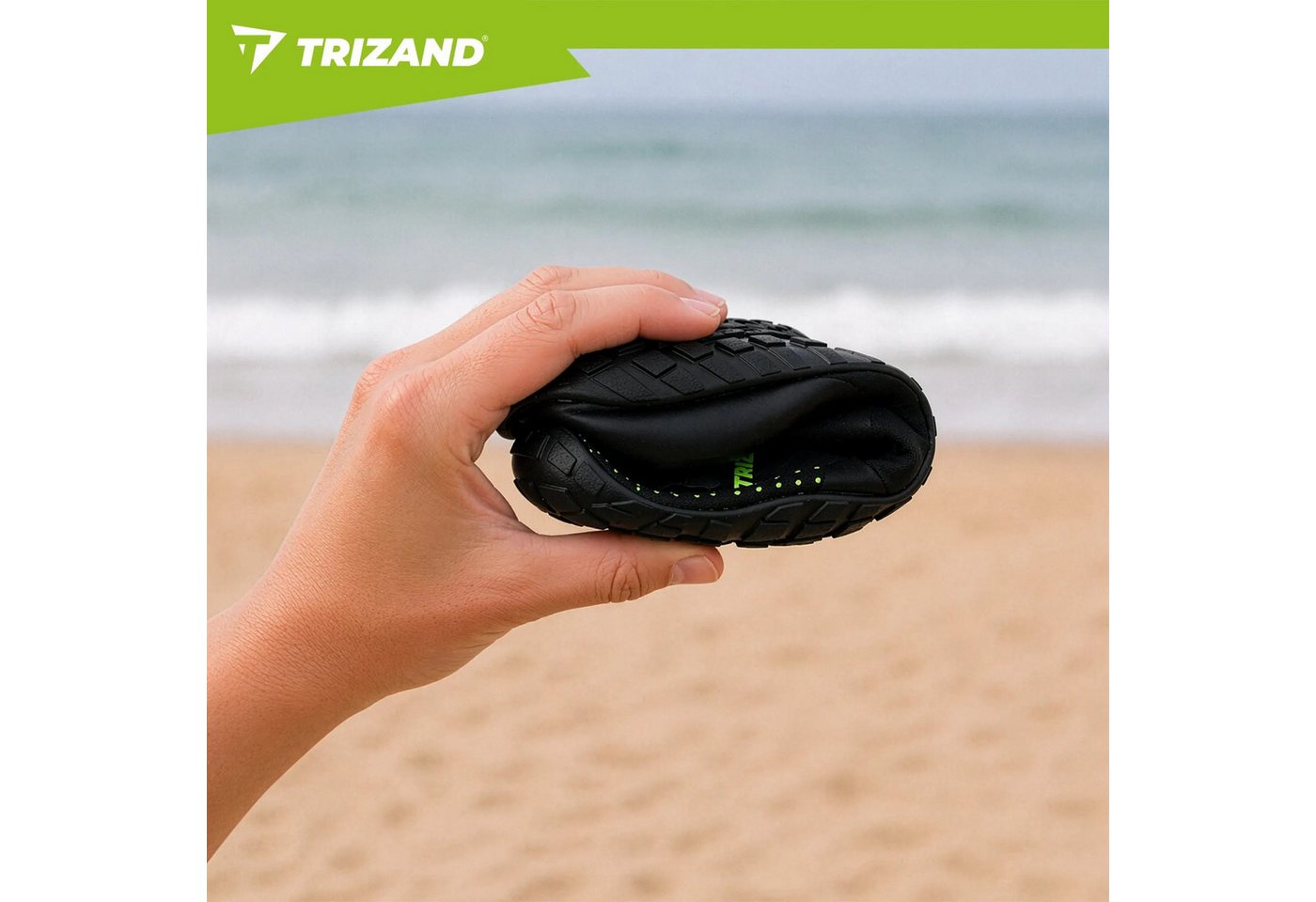 Trizand Badeschuh Strandschuh Barfussschuh Wasserschuh (Spar-Set, 1-tlg., 42) rutschfeste Sohle, 5 mm, schnelltrocknend, Schnürung