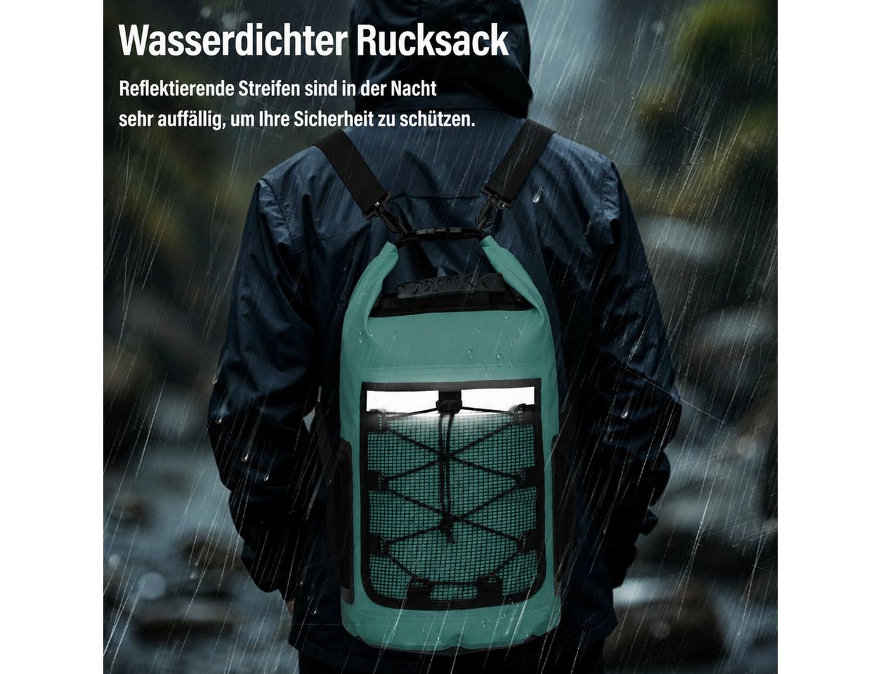 Diwzbyn Reiserucksack Dry Bag 25L Wasserdicht, PVC Rucksack für Outdoor & Wassersport, Rollverschluss, Trockensack für Schwimmen, Strand, Camping & Rafting Bild 5