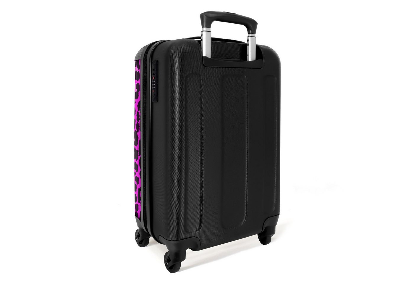 NoBoringSuitcases.com© Hartschalen-Trolley Panther Druck - Rosa - Neon - Mädchen - Kinder 55x35x20cm, Handgepäck-Koffer, Kinderkoffer, Reisekoffer Mädchen