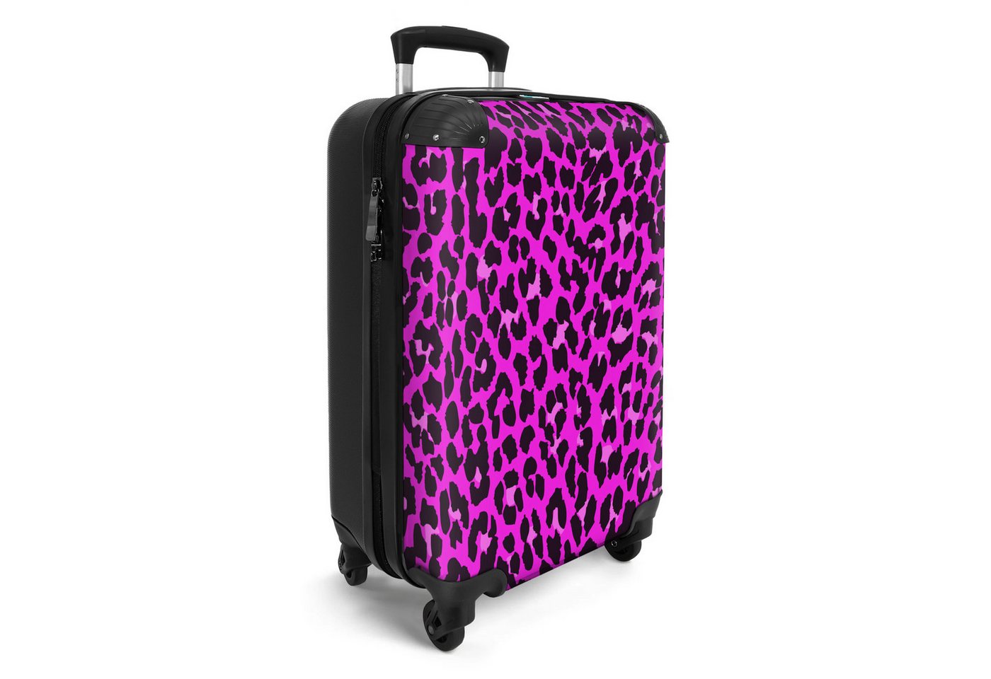 NoBoringSuitcases.com© Hartschalen-Trolley Panther Druck - Rosa - Neon - Mädchen - Kinder 55x35x20cm, Handgepäck-Koffer, Kinderkoffer, Reisekoffer Mädchen Bild 2