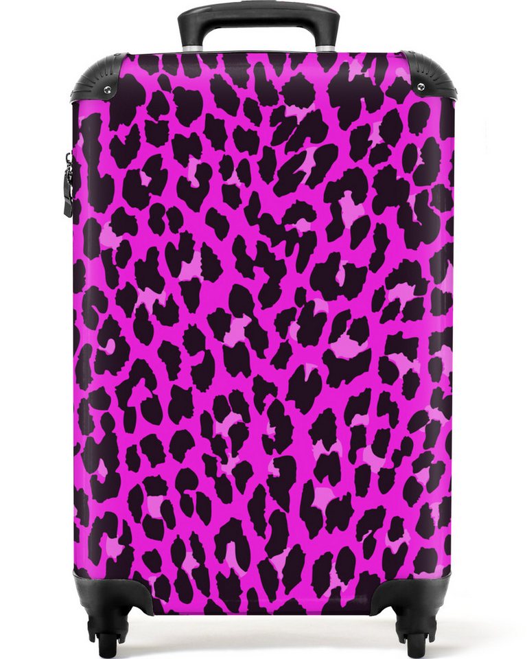 NoBoringSuitcases.com© Hartschalen-Trolley Panther Druck - Rosa - Neon - Mädchen - Kinder 55x35x20cm, Handgepäck-Koffer, Kinderkoffer, Reisekoffer Mädchen Bild 4