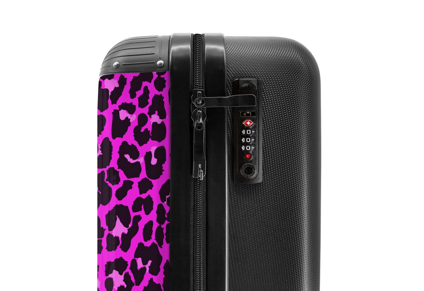 NoBoringSuitcases.com© Hartschalen-Trolley Panther Druck - Rosa - Neon - Mädchen - Kinder 55x35x20cm, Handgepäck-Koffer, Kinderkoffer, Reisekoffer Mädchen Bild 5
