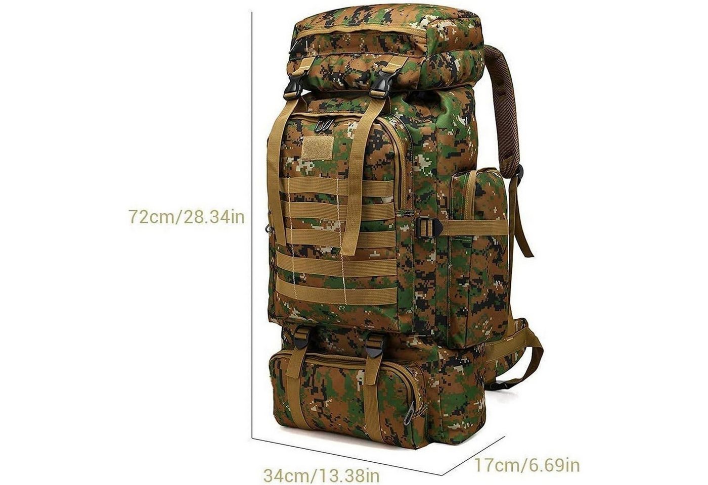LuxusKollektion Wanderrucksack Rucksack 60L 80L Wasserdicht Wanderrucksack Herren Jungle Camouflage Bild 5